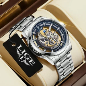 ساعت مچی مردانه LIGE با طراحی منحصربه‌فرد اسکلتون (Hollow-Out)