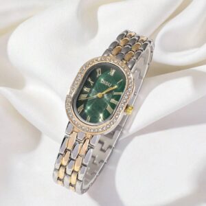 ساعت زنانه DISU: استایل کلاسیک با بند استیل دورنگ