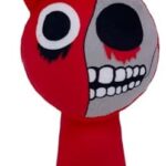 عروسک ترسناک نرم Sprunki مدل Radddy B ارتفاع 20 سانتی‌متر به همراه بالشت‌های Wenda و Gray