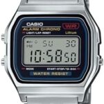 ساعت مچی دیجیتال یونی‌سکس کاسیو مدل A159W-N1DF با صفحه خاکستری و بند استیل نقره‌ای