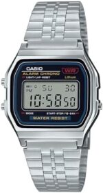 ساعت مچی دیجیتال یونی‌سکس کاسیو مدل A159W-N1DF با صفحه خاکستری و بند استیل نقره‌ای