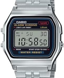 ساعت مچی دیجیتال یونی‌سکس کاسیو مدل A159W-N1DF با صفحه خاکستری و بند استیل نقره‌ای