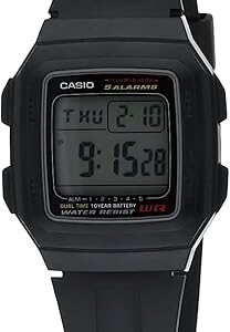 ساعت دیجیتال یونی‌سکس کاسیو مدل F-201WA-1ADF با صفحه خاکستری و بند مشکی