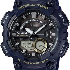 ساعت مچی مردانه کاسیو مدل AEQ-110W-2AVDF با بند آبی و صفحه مشکی