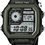 ساعت مردانه کاسیو Casio AE-1200WHB-1BVDF با صفحه سبز/طوسی و بند مشکی