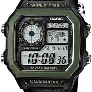 ساعت مردانه کاسیو Casio AE-1200WHB-1BVDF با صفحه سبز/طوسی و بند مشکی