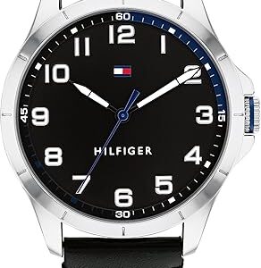 ساعت مچی مردانه تامی هیلفیگر مدل 1791909 با صفحه مشکی و بند چرم مشکی