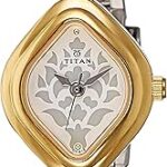 ساعت مچی زنانه تایتان مدل 2536BM02 با صفحه سفید مربعی و بند استیل دو رنگ