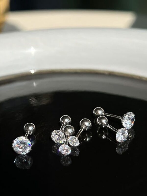 گوشواره میخی Cubic Zirconia Decor — ست 3 تکه - Image 4