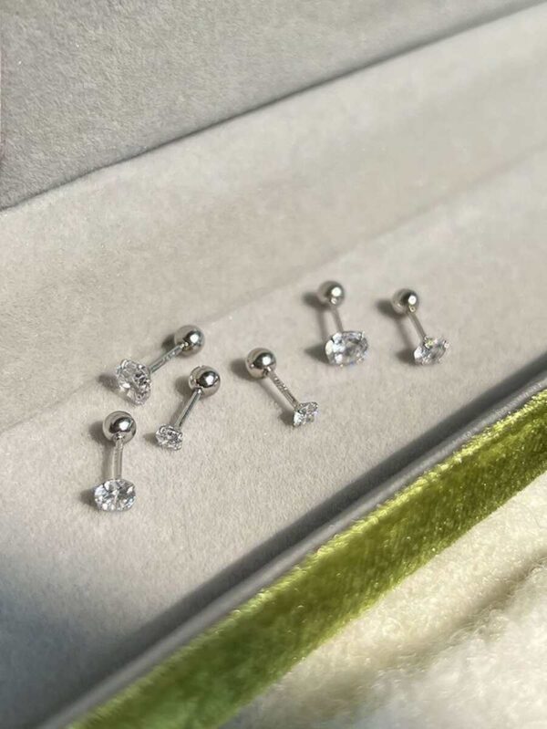 گوشواره میخی Cubic Zirconia Decor — ست 3 تکه - Image 3