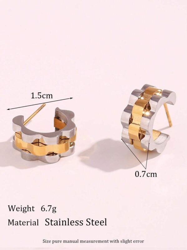 MamacitaSlay — 1 جفت گوشواره حلقه‌ای کاف گل‌شکل دو رنگ (فولاد ضد زنگ) - Image 2
