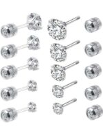 گوشواره مدل Titanium Steel — 5 جفت (مناسب گوش‌های حساس)