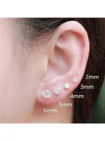 گوشواره مدل Titanium Steel — 5 جفت (مناسب گوش‌های حساس) - Image 5