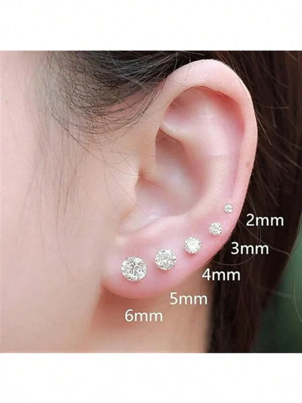 گوشواره مدل Titanium Steel — 5 جفت (مناسب گوش‌های حساس) - Image 5