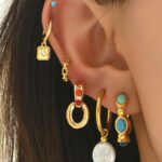 ست 6 تکه گوشواره مدل Minimalist Turquoise Cubic Zirconia