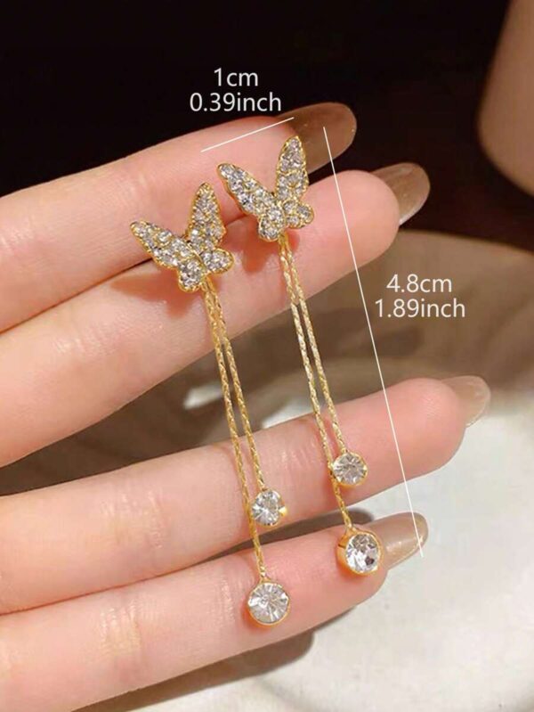 گوشواره پروانه‌ای رینستون شیک — 1 جفت - Image 2