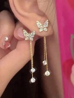گوشواره پروانه‌ای رینستون شیک — 1 جفت