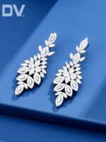 گوشواره آویز DV JEWELRY — 1 جفت، آبکاری طلای سفید با نگین زیرکونیا - Image 2