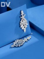 گوشواره آویز DV JEWELRY — 1 جفت، آبکاری طلای سفید با نگین زیرکونیا - Image 3