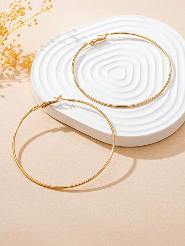 گوشواره حلقه‌ای بزرگ Simple Large Hoop — 1 جفت - Image 4