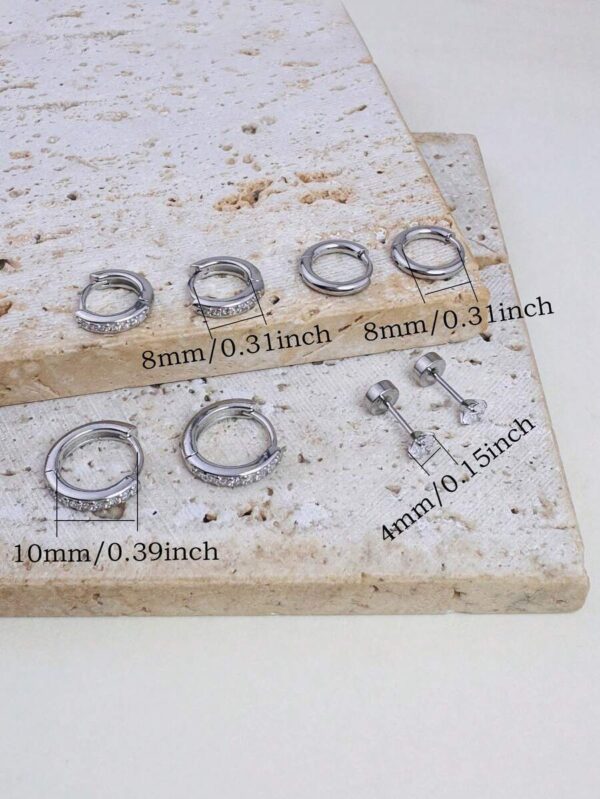 ست 4 تکه گوشواره CZ مدل 181885906 — نقره‌ای - Image 3