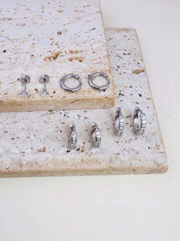 ست 4 تکه گوشواره CZ مدل 181885906 — نقره‌ای - Image 2