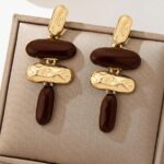 گوشواره آویز نامتقارن هندسی لعاب‌دار — مدل Exaggerated (1 جفت)