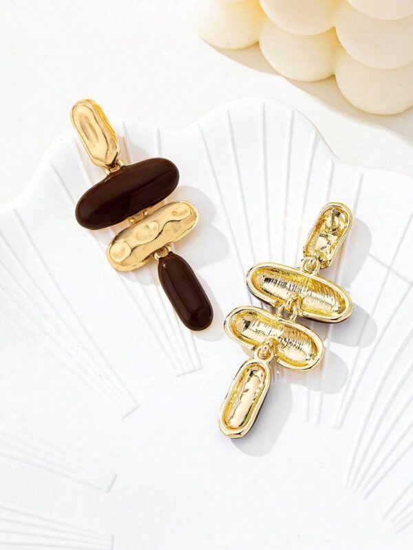 گوشواره آویز نامتقارن هندسی لعاب‌دار — مدل Exaggerated (1 جفت) - Image 3