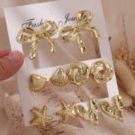 گوشواره میخی ستاره دریایی مدل 96718934 — ست 2 تا 10 تکه