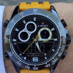 ساعت مچی مردانه ناوی‌فورس — دیجیتال-آنالوگ با بند زرد و آلارم