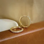 گوشواره هگی روکش طلای 14k با نگین زیرکونیا — 1 جفت (2 تکه) - Image 4