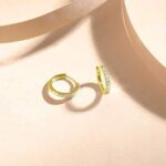 گوشواره هگی روکش طلای 14k با نگین زیرکونیا — 1 جفت (2 تکه) - Image 2