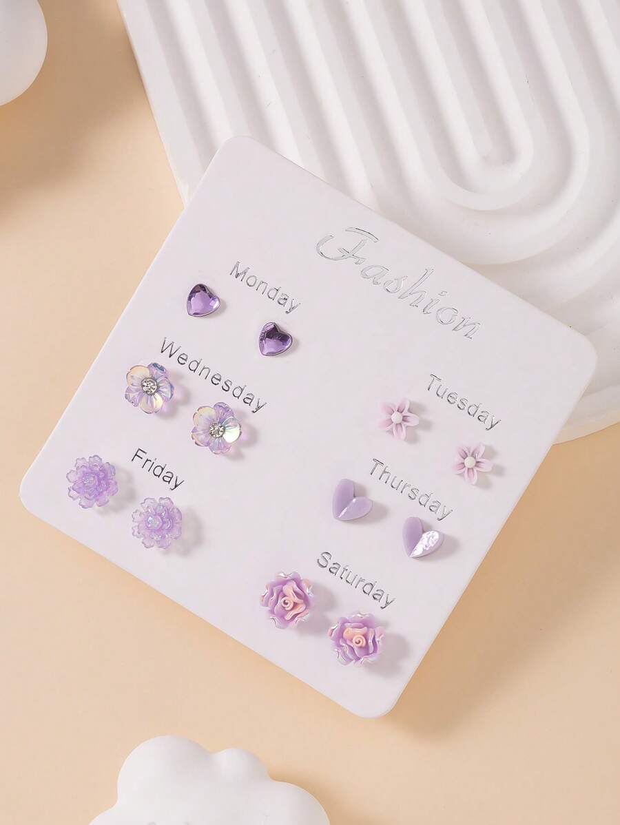 17503168418288dd2425ad6e68d8449b4254a950a1_thumbnail_900x.jpg ست 6 تکه گوشواره میخی مدل Floral Heart - Image 1