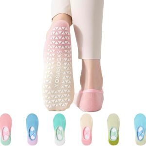 پکیج ۶ عددی جوراب پیلاتس و یوگا زنانه (ضد لغزش) - کیفیت سوپرایز پنبه سین‌کیانگ