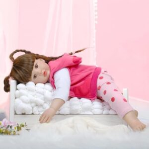عروسک نوزاد رئال 24 اینچی سیلیکونی دختر با موهای بلند