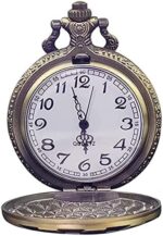 ساعت مچی جیبی SYOSI vintage با زنجیر آویزان - ساعت کریستالی برنزی