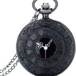 ساعت مچی جیبی دیجیتال مردانه با طراحی قاب مشکی و زنجیر آویزی