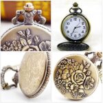 ساعت مچی جیبی SYOSI vintage با زنجیر آویزان - ساعت کریستالی برنزی