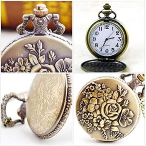 ساعت مچی جیبی SYOSI vintage با زنجیر آویزان - ساعت کریستالی برنزی