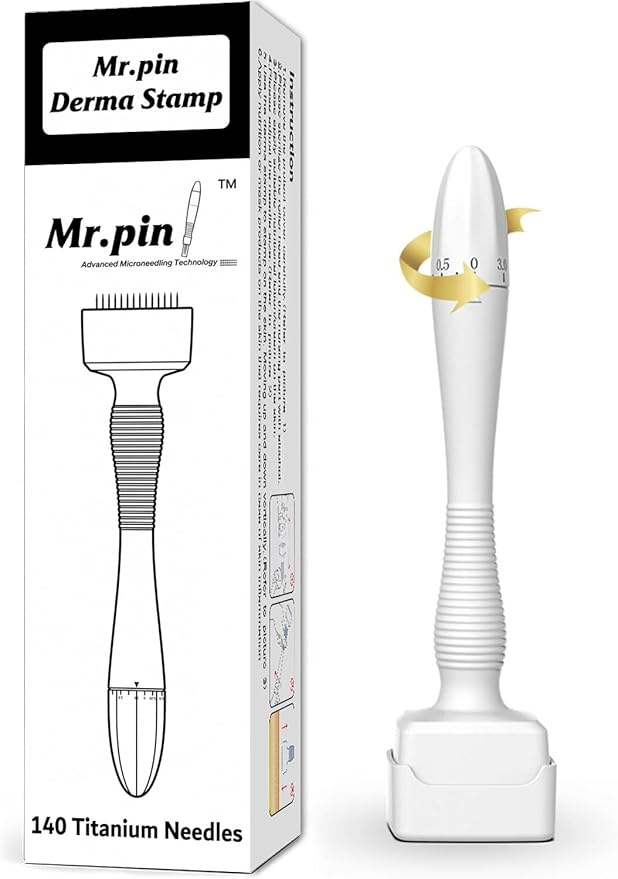 61eeMw7c7XL._AC_SY879_ Mr.Pin Original Derma Stamp - قلم میکرونیدلینگ درما استپ برای زیبایی پوست و مو مناسب آقایان و بانوان - Image 1