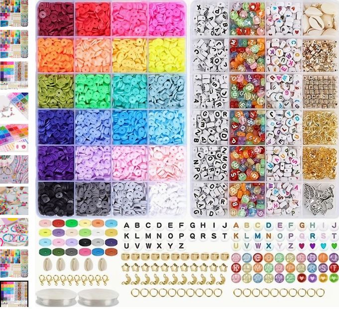 1 پک مهره سفالی تخت 3600 عددی برای ساخت دستبند و گردنبند - Image 1
