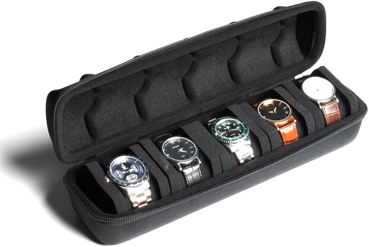 کیس سفری ساعت مردانه HOUSLET مدل QYHK225 | Hard Men's Watch Travel Case 5 اسلات مشکی - Image 1 کیس سفری ساعت مردانه HOUSLET مدل QYHK225 | Hard Men's Watch Travel Case 5 اسلات مشکی