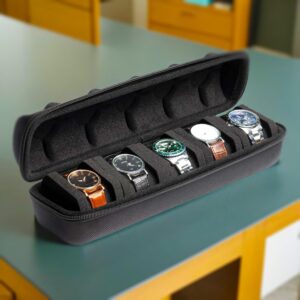 کیس سفری ساعت مردانه HOUSLET مدل QYHK225 | Hard Men's Watch Travel Case 5 اسلات مشکی