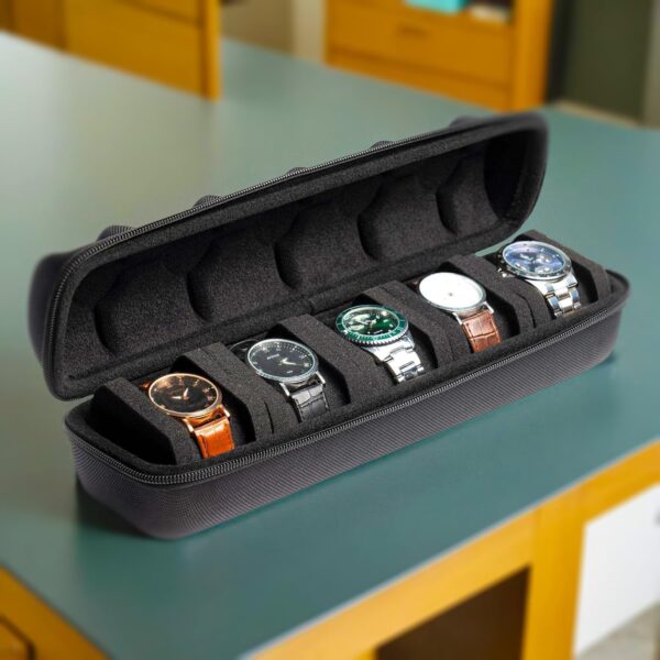 کیس سفری ساعت مردانه HOUSLET مدل QYHK225 | Hard Men's Watch Travel Case 5 اسلات مشکی