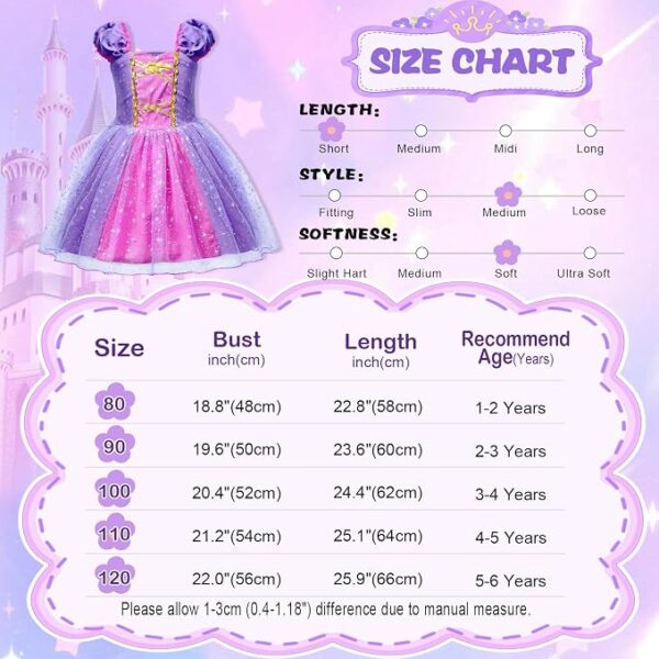 لباس پرنسس بنفش آمزبارلی | AmzBarley Girls Costume Princess Lepei Dress - Image 4