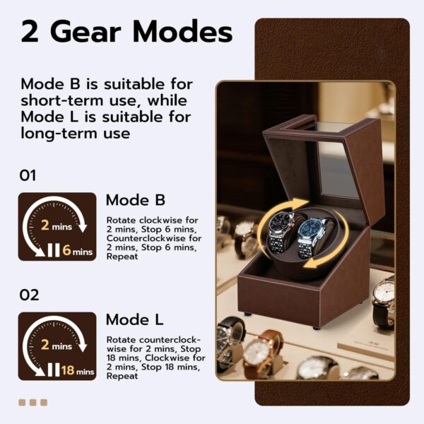 چرخان ساعت مک‌ بی‌ زل 2 عددی | Mcbazel Watch Winder 2 Slots قهوه‌ای