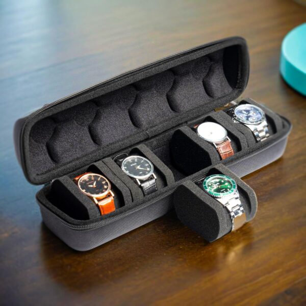 کیس سفری ساعت مردانه HOUSLET مدل QYHK225 | Hard Men's Watch Travel Case 5 اسلات مشکی