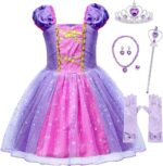 لباس پرنسس بنفش آمزبارلی | AmzBarley Girls Costume Princess Lepei Dress