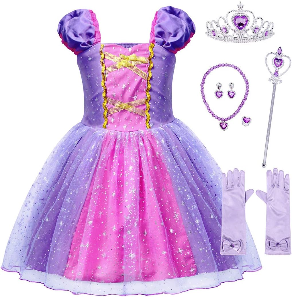 لباس پرنسس بنفش آمزبارلی | AmzBarley Girls Costume Princess Lepei Dress - Image 1 لباس پرنسس بنفش آمزبارلی | AmzBarley Girls Costume Princess Lepei Dress