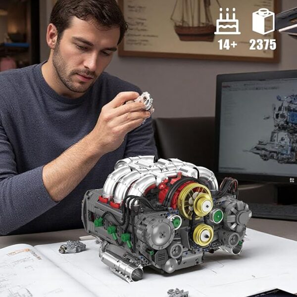 موتور تخت‌سیکس Mould King 10181 | کیت ساخت موتور 2375 قطعه‌ای - Image 4